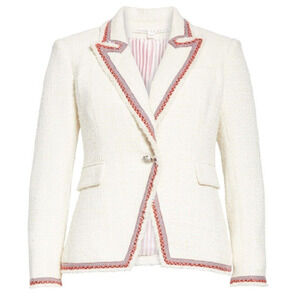 VERONICA BEARD DICKEY JACKET CUTAWAY PINK TRIM; SIZE 12